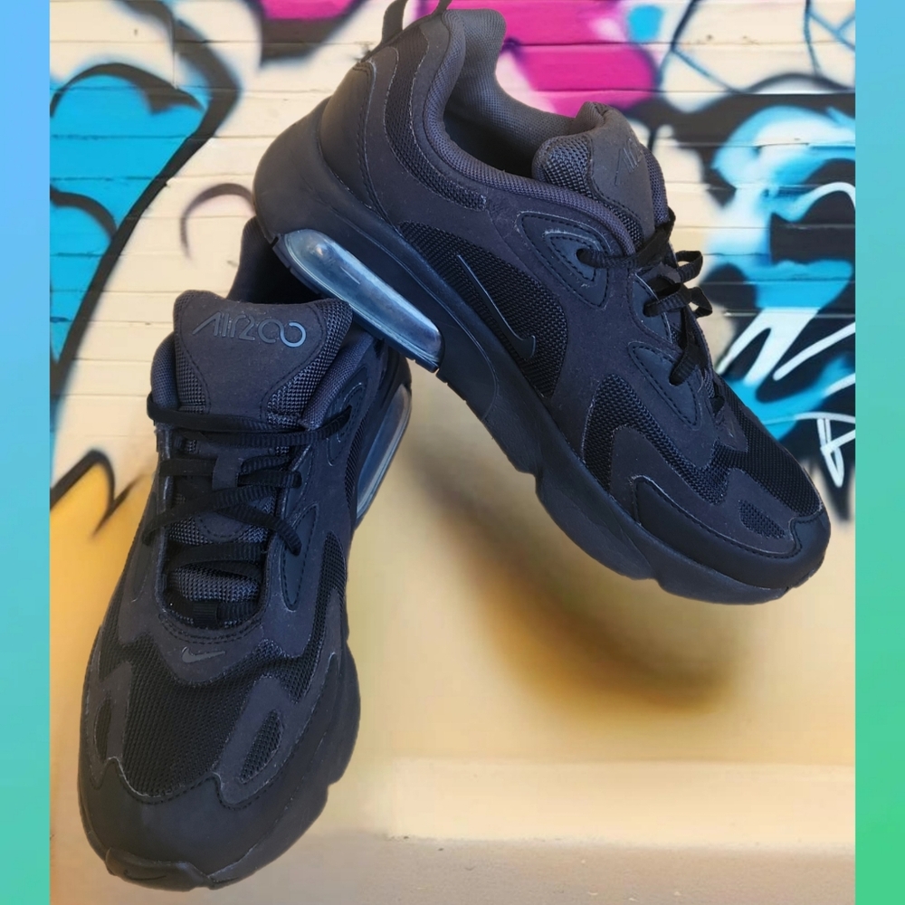 "HOST PICK" NIKE AIR MAX 200 TRIPLE BLACK YOUTH ATHLETIC SNEAKERS SIZE 6Y - Picture 5 of 9